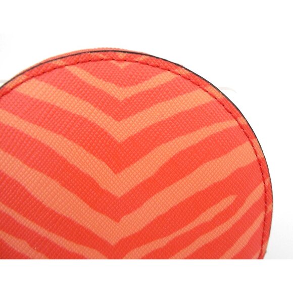 Coach Orange Zebra Print Round Coin Purse With Keyring - Picture 9 of 14